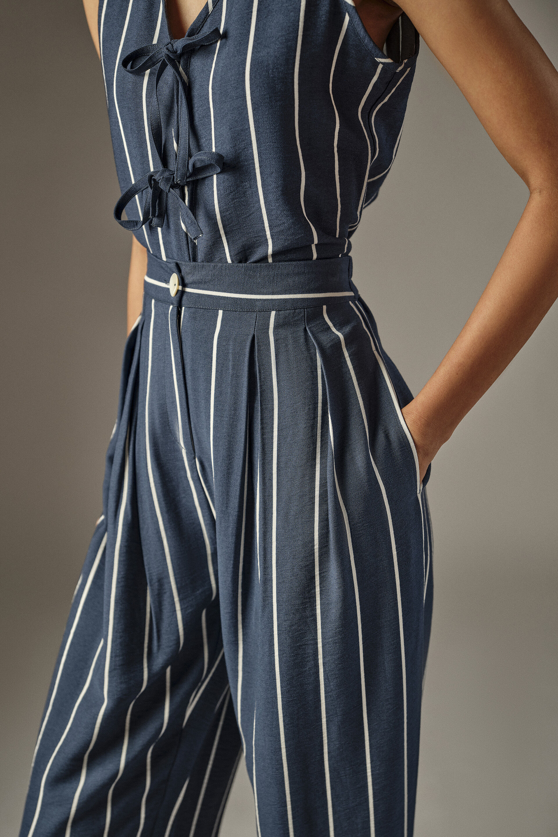 Striped Barrel Pants in Blue, Navy, image 4